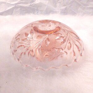 Pink Depression Glass Candle Holder Floral